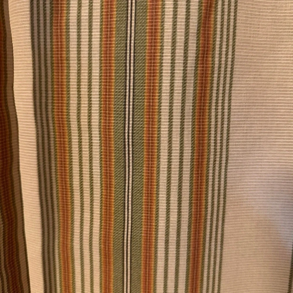 Waverly Retro Boho Beige Green Striped Rod Pocket Tie Top Curtain Panel 2-45x63